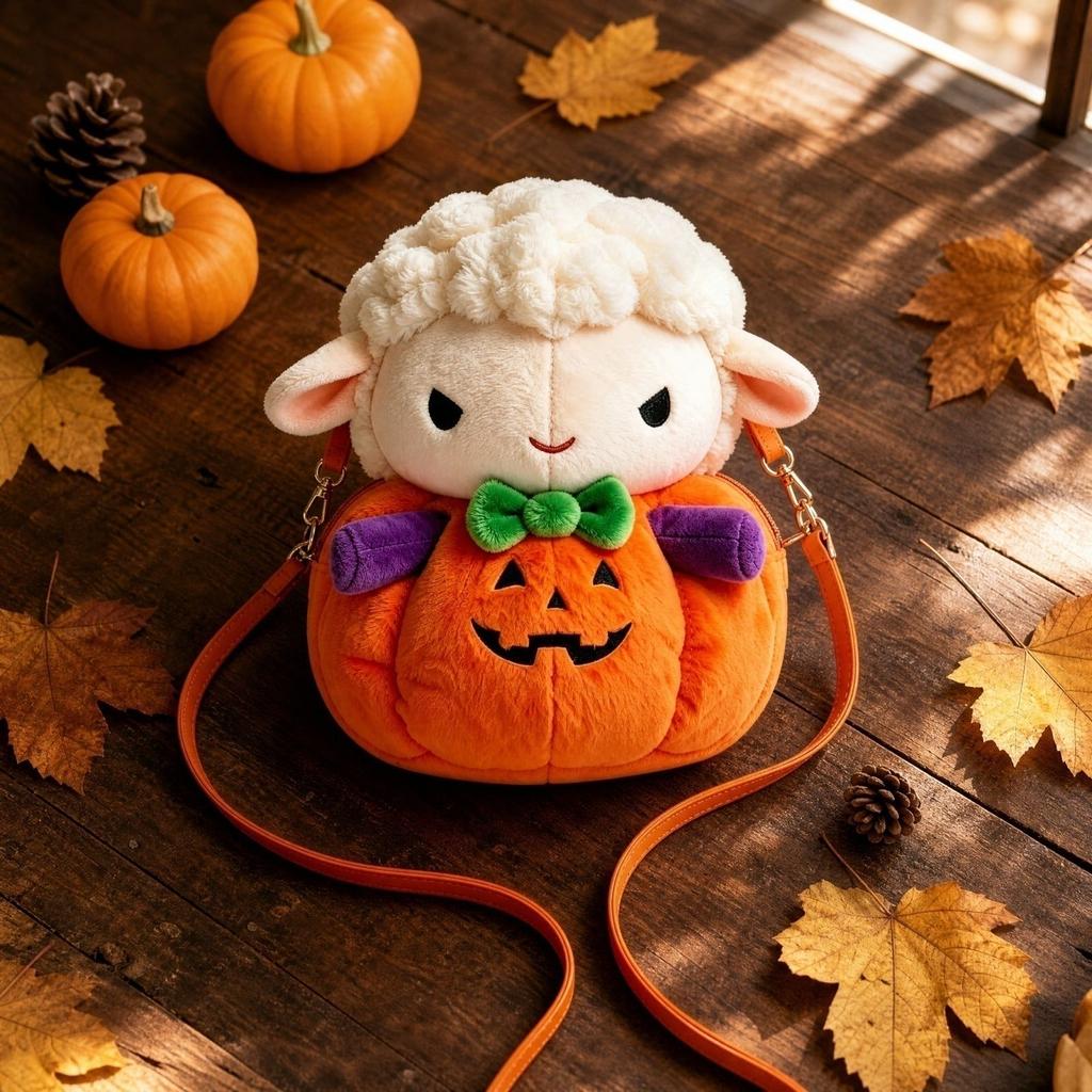 Funny Halloween Pumpkin Face Plush Toy Bag for Holiday Decor and Gift