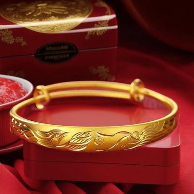 Copper-Plated Dragon & Phoenix Bracelet for Women: Elegant Push-Pull Design, Light Luxury, New Chinese Style.