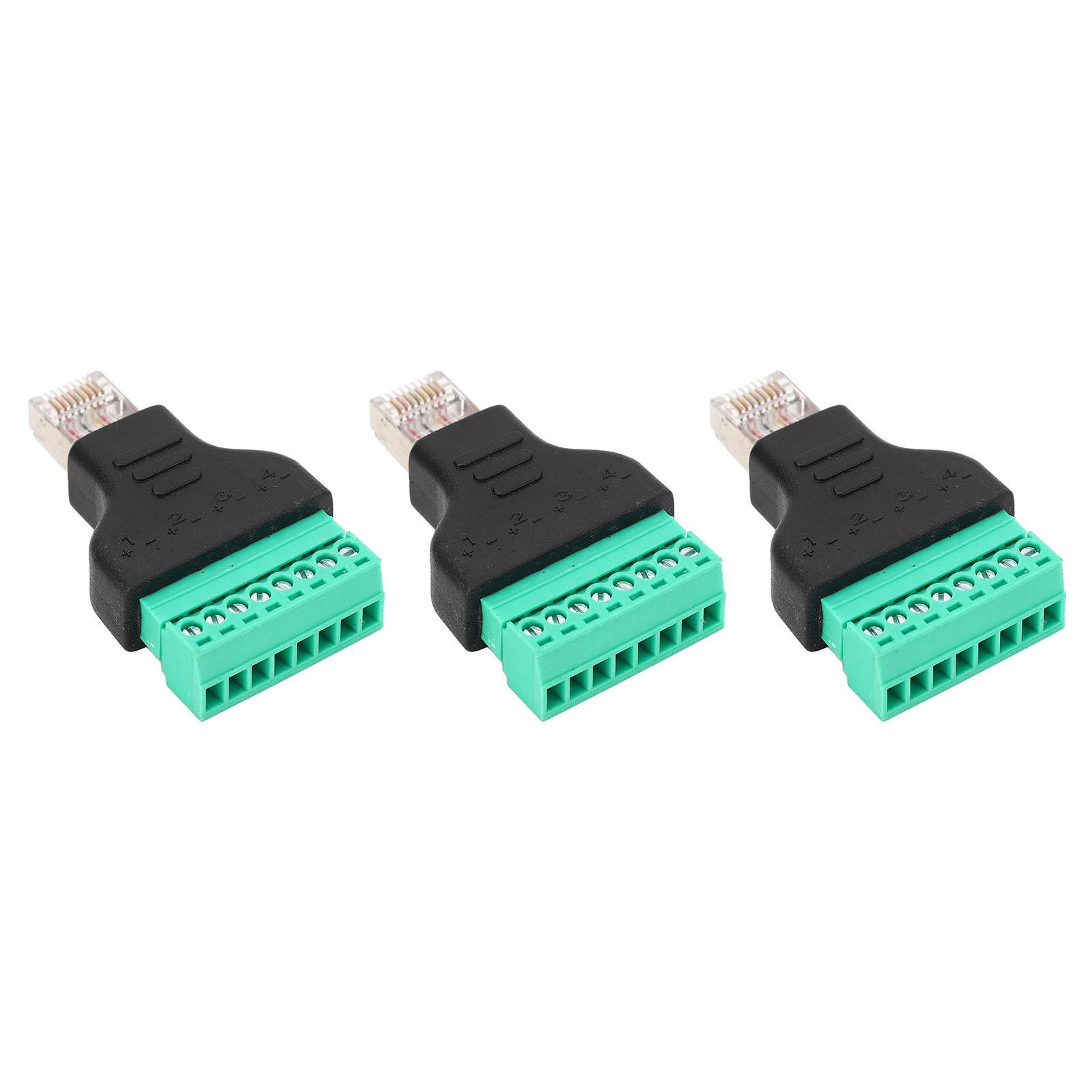 

3Pcs RJ45 Screw Terminal Adapter RJ45 Female Thread to 8 Pin Network Connector Welding Free
