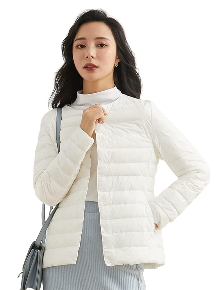

MDMYXJP Ultralight Down and with a and Crew Neck MD105 Women s Jacket, Warm, Lightweight, Cold-Wearing, V-Neck Style, (JP, Alphabet, Small, White) белый