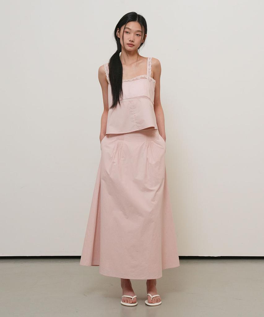 General Idea Minimal Pintuck Midi Skirt [Ash Pink] / Gf2Lsk522
