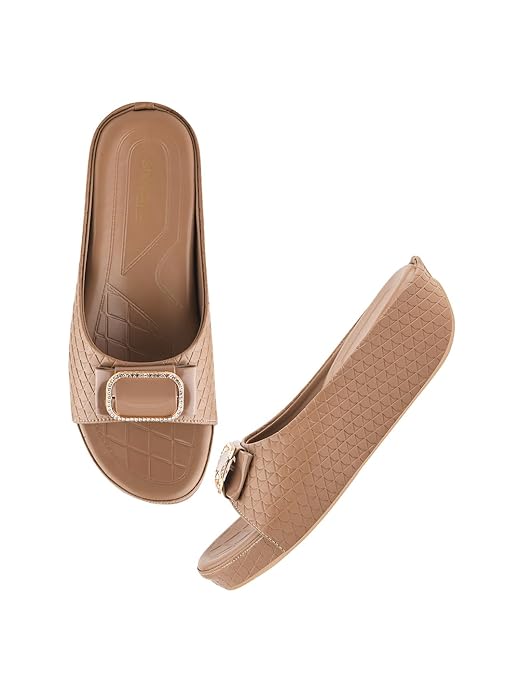 Shoetopia Womens Comfortable Platform Heels Cushioned Footbed Flexible Casual Ethnic Festive Party Wear EU41 24CM бежевый 2180₽