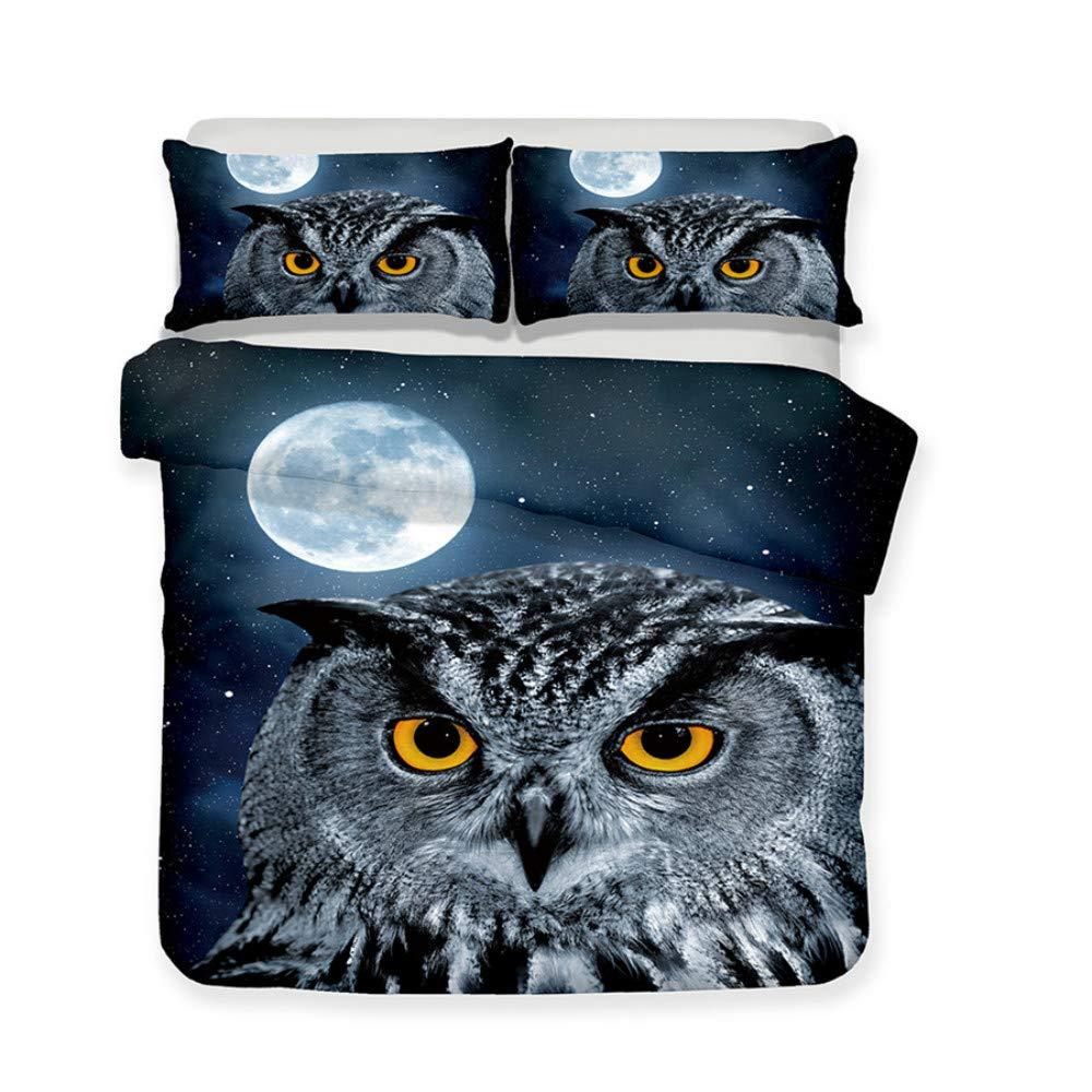 

Home Textiles Owl Three-Piece Animal Digital Printing Quilt Pillowcase Bedding EU single 135*200