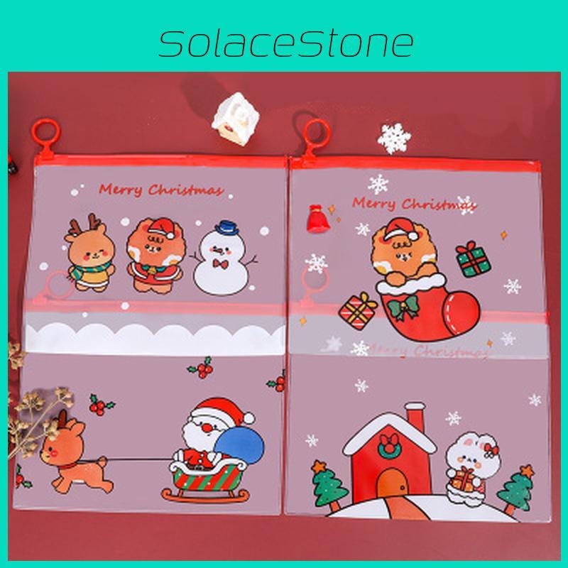 Charming Christmas Transparent Pencil Pouch Pvc Bag Organizer For School Supplies