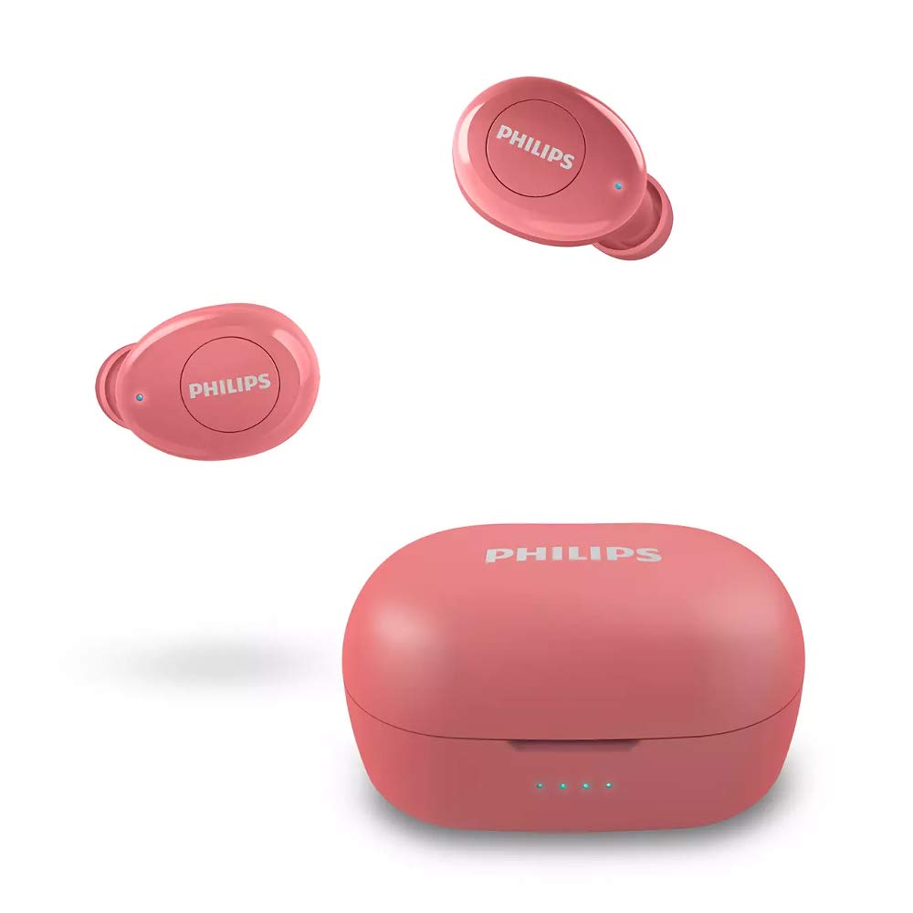 Philips Komplett kabellose Ohrhörer TAT2205 Ladeetui inklusive Mikrofon IPX4 wasserdicht Schnellladung Bluetooth5.1 integriert (rot)