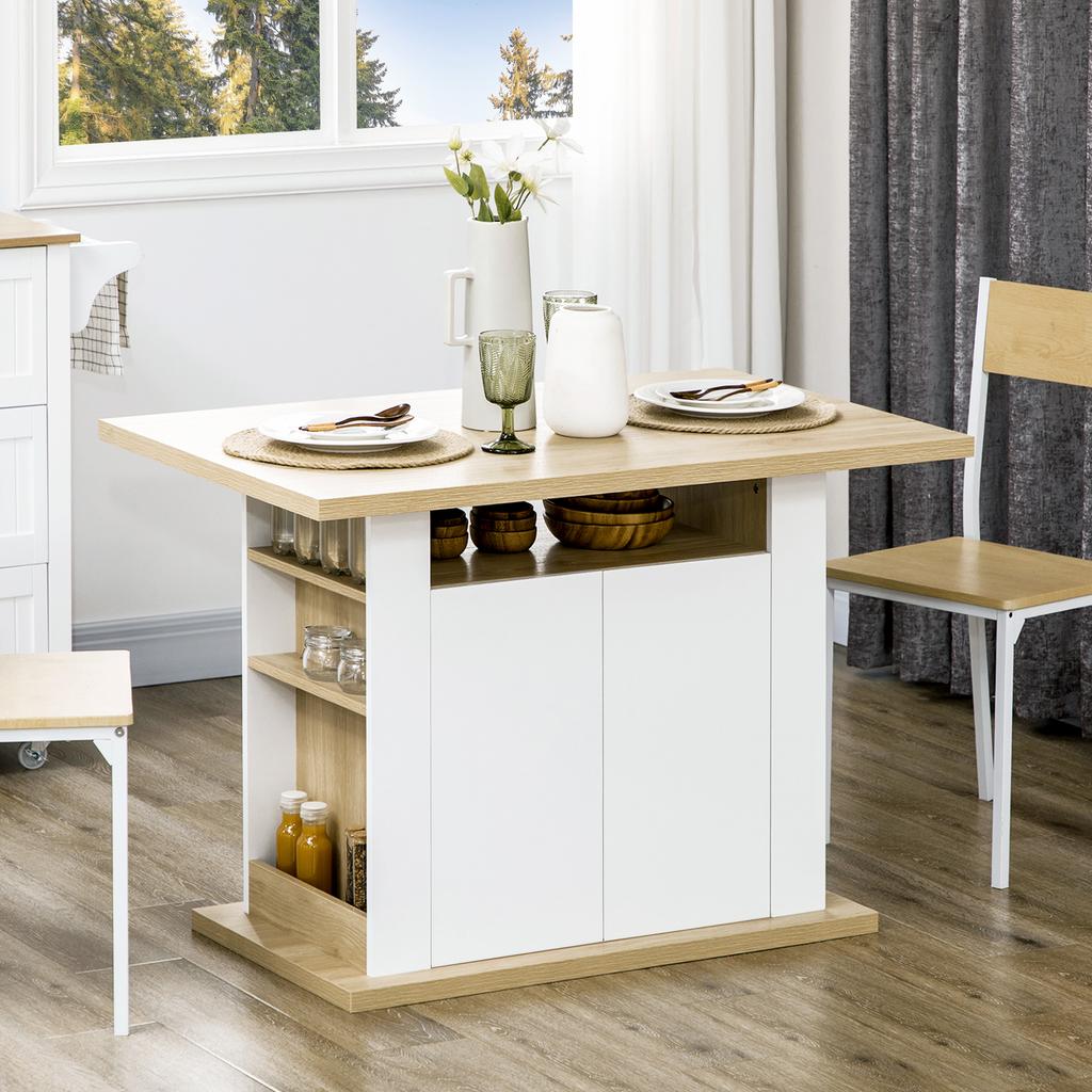 Kuchyňský ostrůvek se velkou pracovní deskou pro 4 osoby - rozměry. 110L x 70Š x 75,5V cm