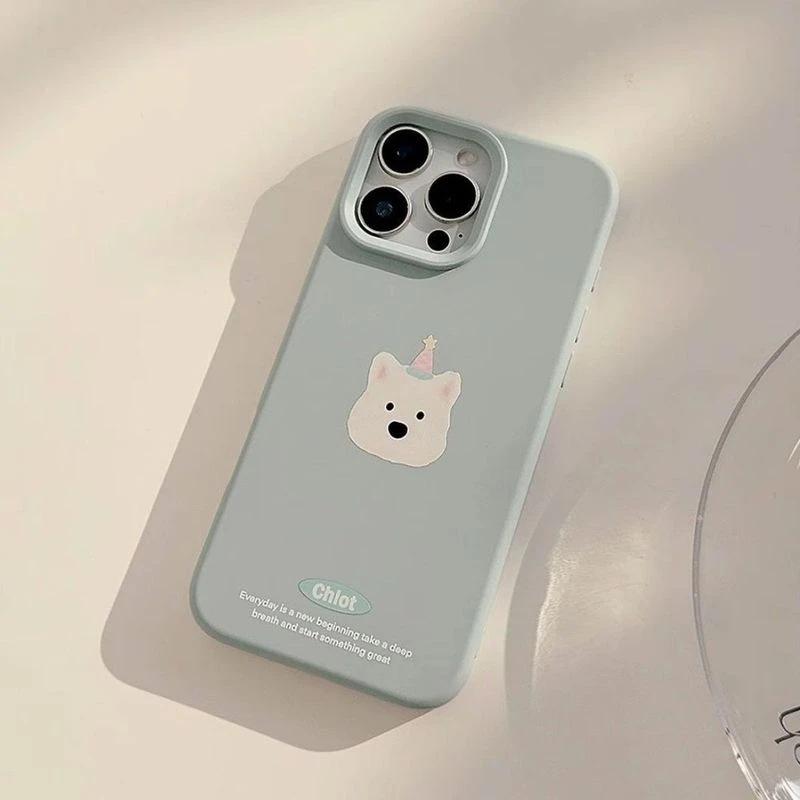 Cute hat West Highland animal avatar for Apple 17Promax mobile phone case IP16 glutinous rice liquid 15 sets