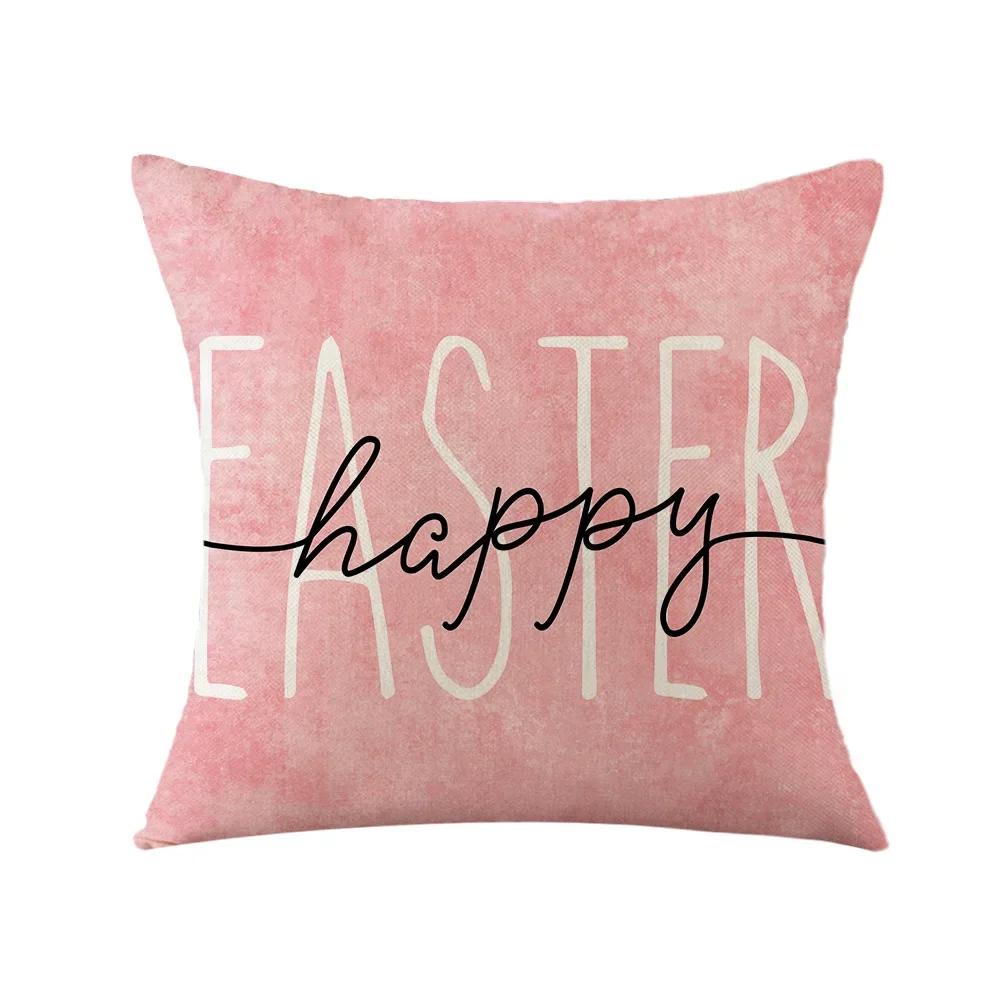 Easter Decor Pillowcases 45x45cm Linen Pillow Cover Easter Decorations Favors Pillows Cushion Cover Easter Bunny Eggs Pillowcase