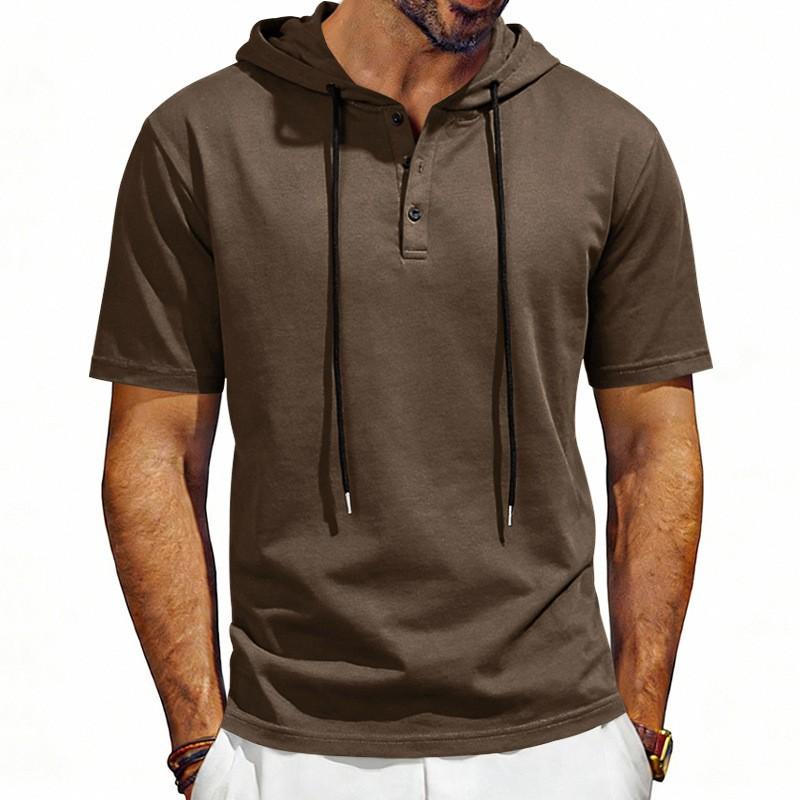 Mens Oversized Loose Fit Hooded Henley Sleeveless Top Sport Casual Vest