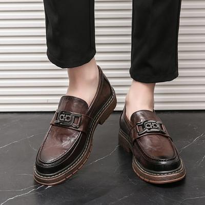 Fashion Dress Shoes Men Shoes Brand Luxury Loafers Black British Style Moccasin Thick Bottom Low Heel Business Formal Men's Shoes