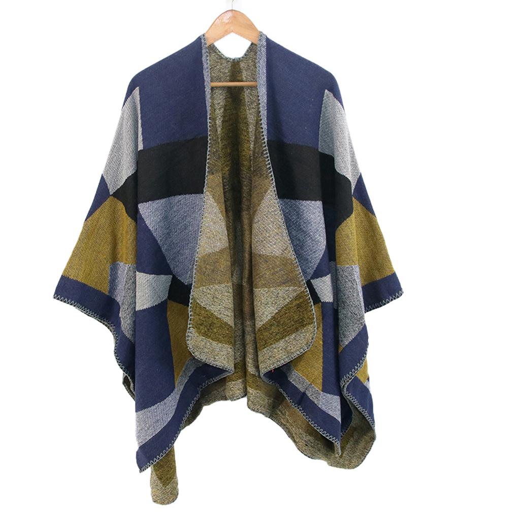 Women Winter  Warm Oversized Printing Blanket Cape Wraps Shawl Cardigans