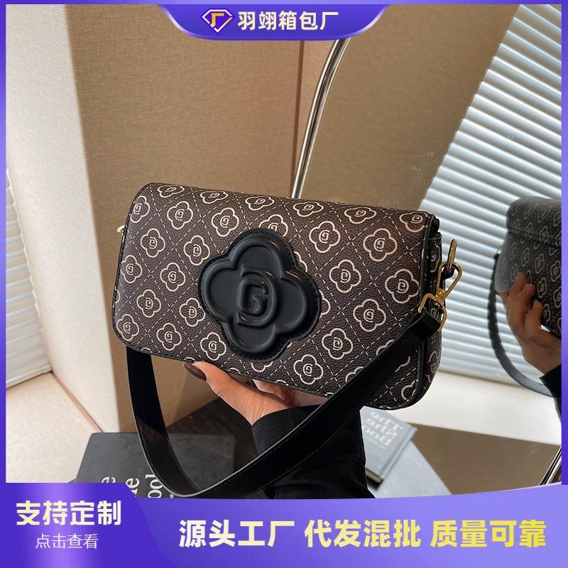 Premium retro printed small square bag women's new versatile niche underarm bag single shoulder messenger bag