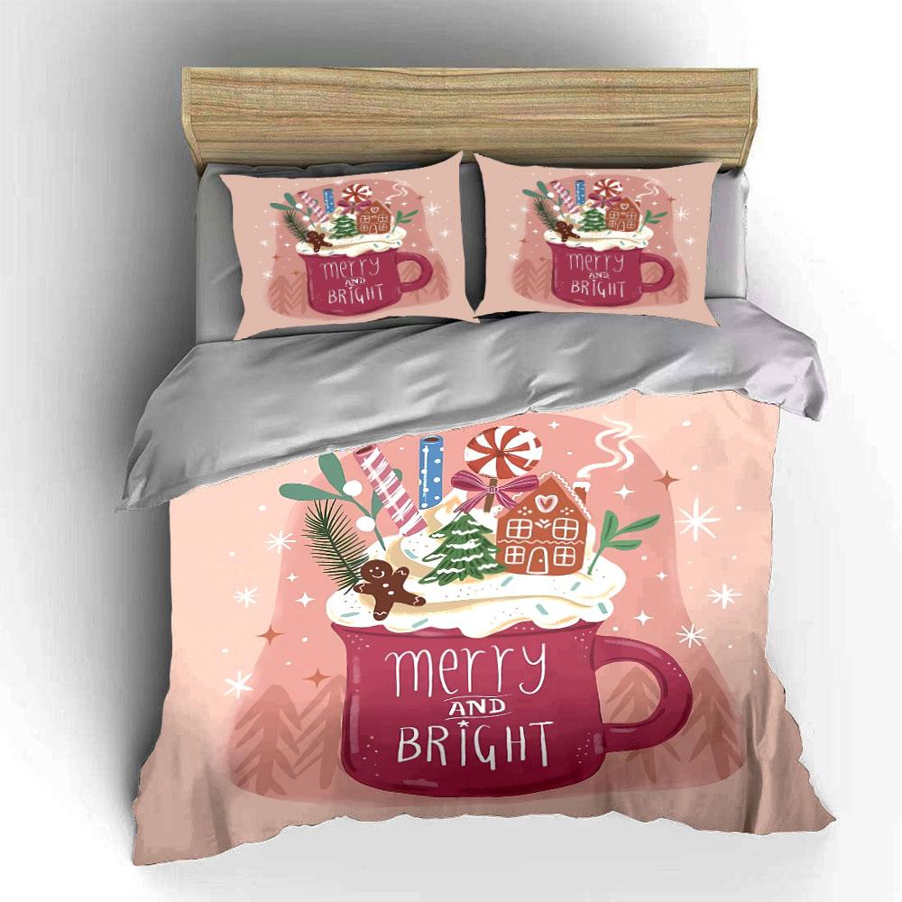 Holiday Mug with Gingerbread Design Bedding Duvet Cover Set Duvet Cover Pillowcases (1*Duvet Cover 2*Pillowcases, without duvet insert)
