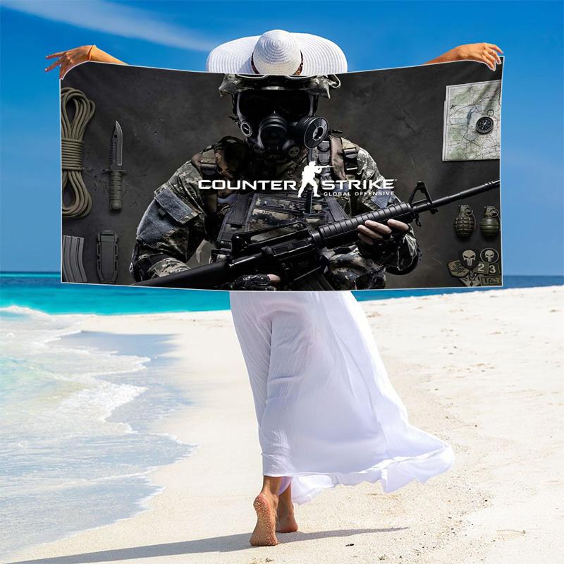 csgo Print Beach Towel, Large Soft Quick Dry Towel for Beach Camping Swimming