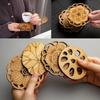 6 Stück/Set Lotusblume Holz Rund Tassenuntersetzer Chinesischer Stil Teetassen Untersetzer Esstischmatte Küche