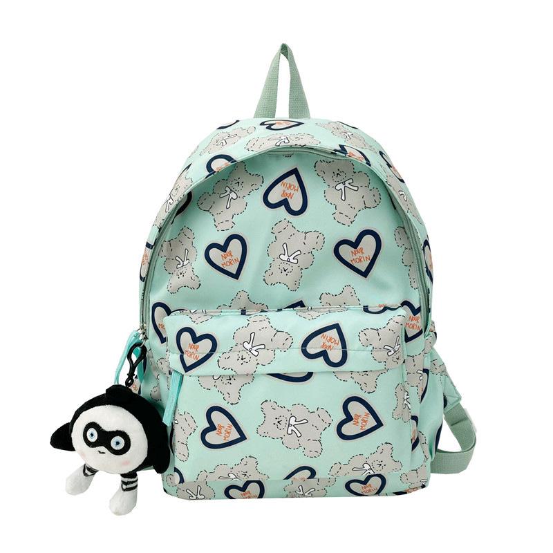

Kawaii Japanese Little Bear Backpack - Korean Style, Large Capacity for Junior & High School Students Without Pendant зелёный