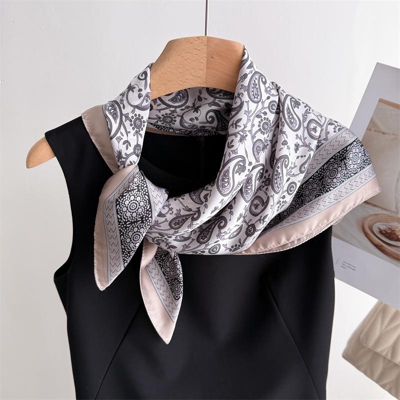 New cashew herringbone and linen small square scarf silk scarf imitation velvet scarf shawl sun protection scarf women's