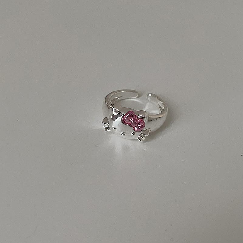 Милое и милое металлическое кольцо с изображением кошки, женское нишевое дизайнерское чувство, элегантная индивидуальность, модное универсальное кольцо