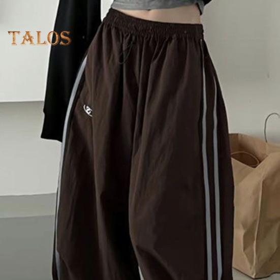 Dámské Cargo Kalhoty Elastický pas Stahovací lem Kalhoty pro volný čas s kapsami Boční pruhy Široká noha Sportovní kalhoty Streetwear