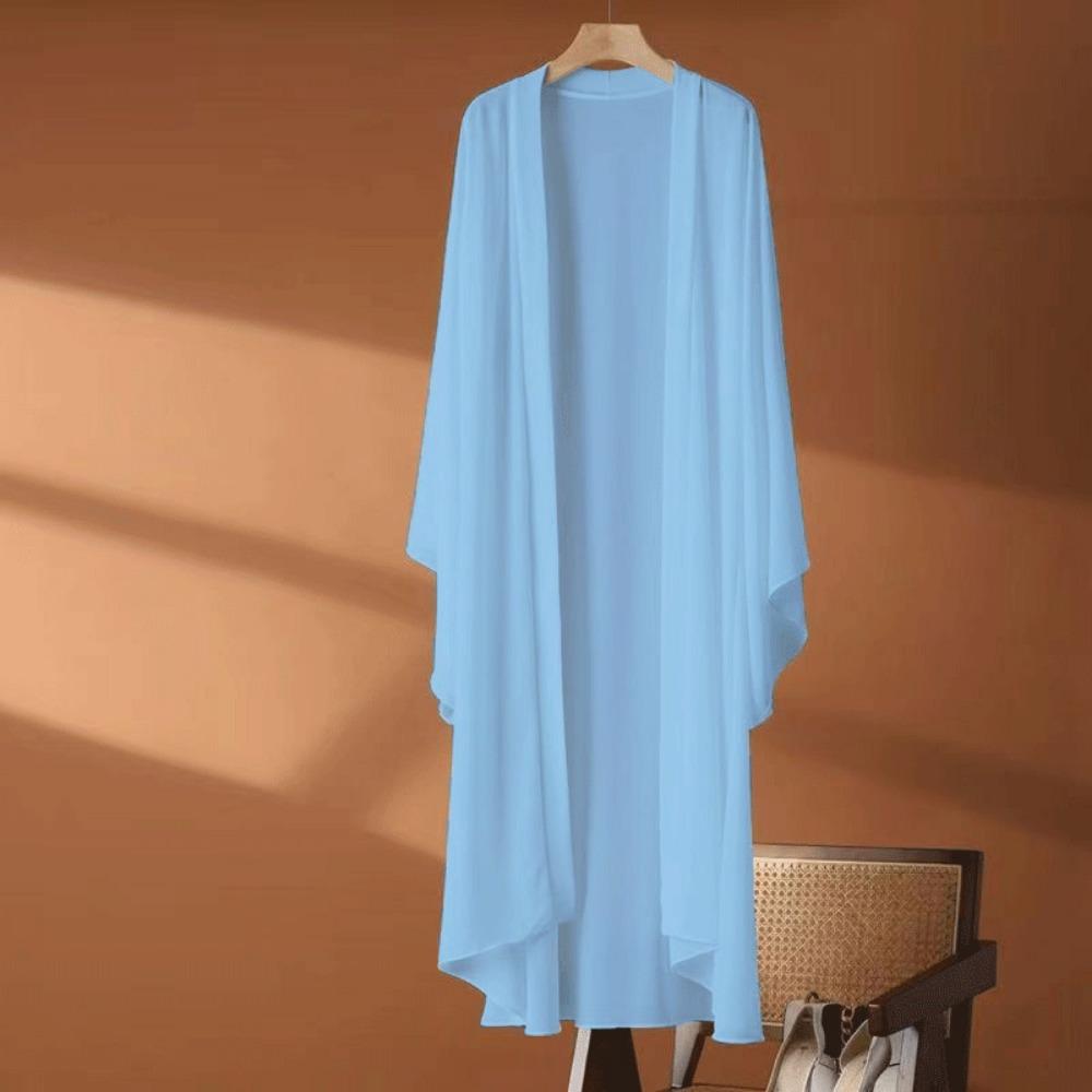 Xita Fashion Jas Lange Chiffon Vest Dames Zomer Dun Zonwerend Airconditioning Shirt Nieuwe Buitenlandse Stijl Leeftijd Verminderende Hanfu Sjaal 2XL blauw