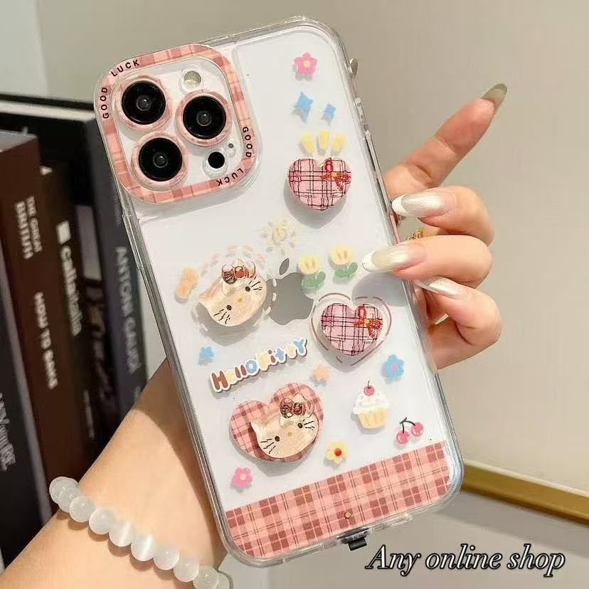 Applicable to iPhone17ProMax mobile phone case, luminous three-dimensional sticker, incoming flash cat anti-drop protection