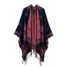 Women's scarf shawl creative new fashion imitation cashmere jacquard split fork thickened large cape air conditioner warm shawl