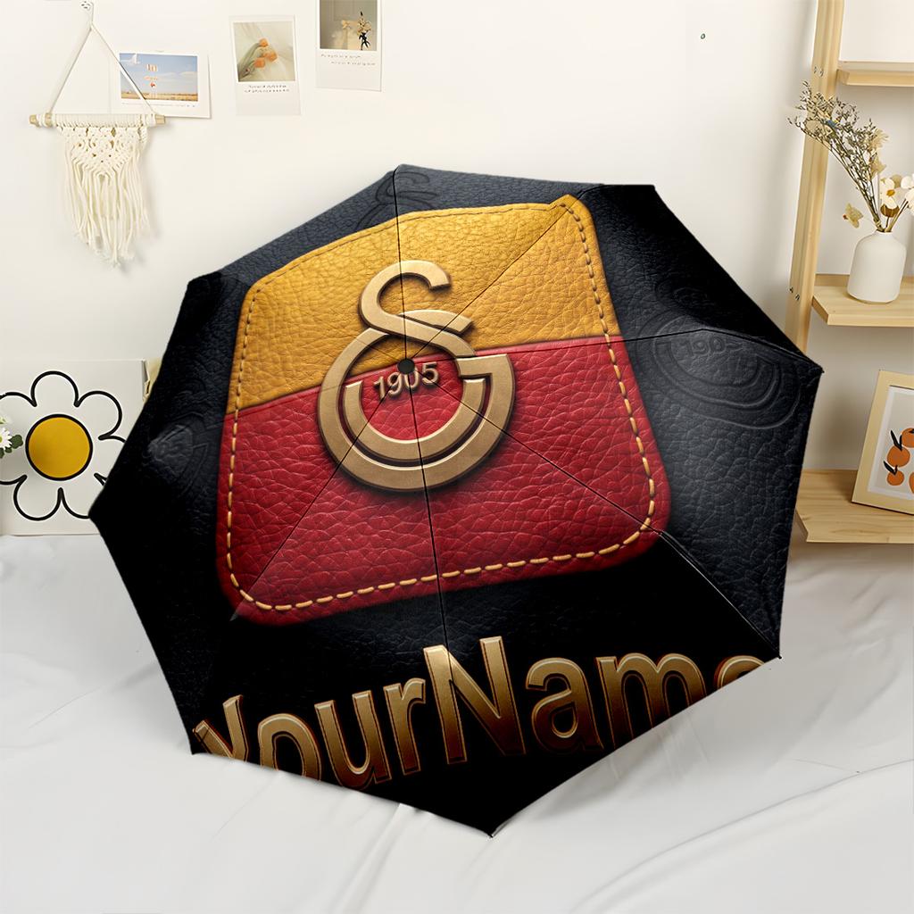 Galatasaray1 Customize Your Name Umbrella Compact Travel Automatic Umbrella Retractable Design with 8-Rib Durability Sturdy Construction