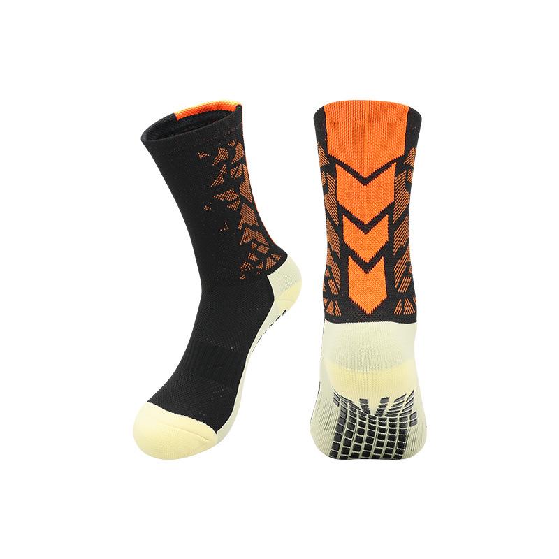 Men's Non-Slip Mid-Calf Football Socks with Thickened Towel Bottom and Silicone Grip