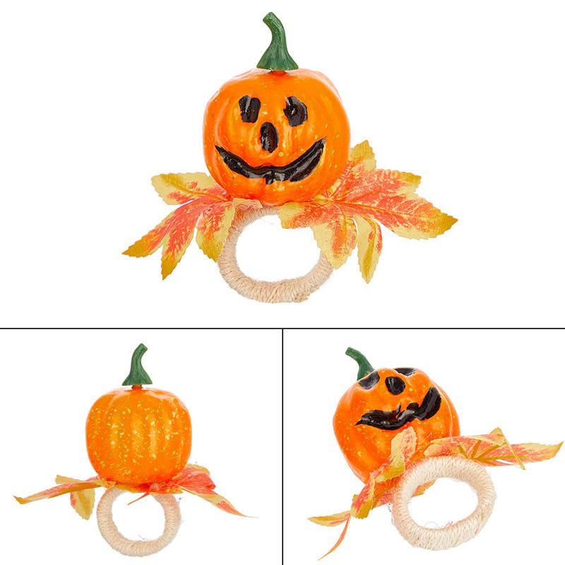 Halloween Decorative Napkin Button New Halloween Pumpkin Skull Napkin Ring Easter Pumpkin Maple Leaf Napkin Ring