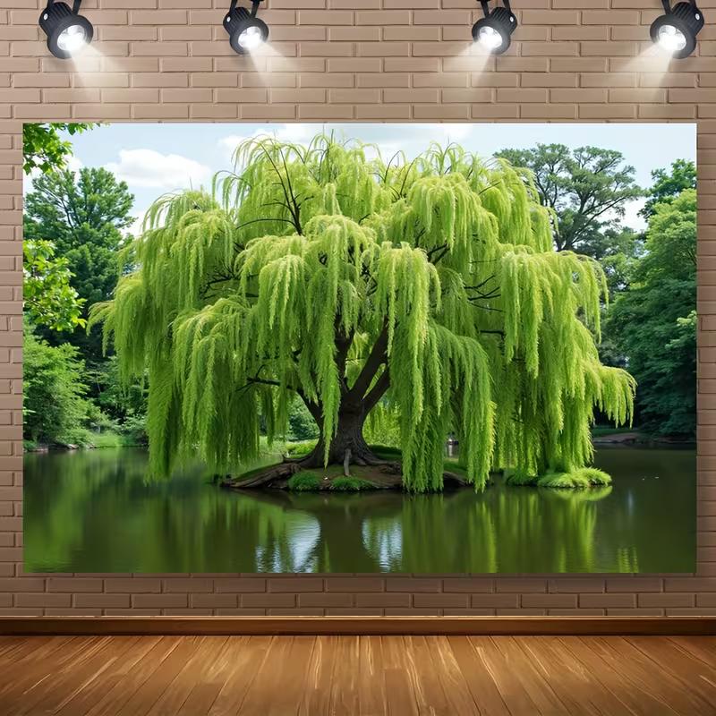 2D Green Nature Pond Backdrop Photography Background Banner