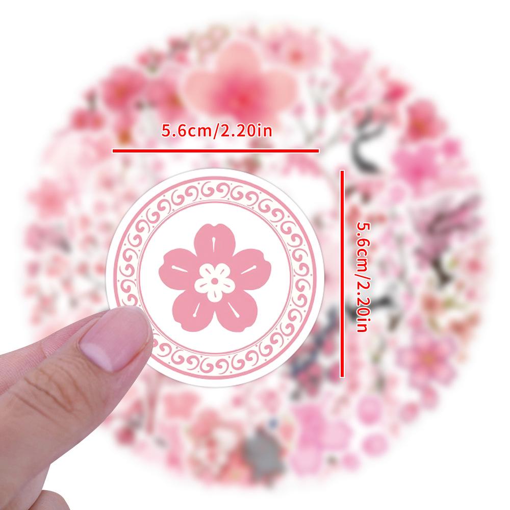 55pcs Sakura Pink Flower Stickers for Journals & DIY