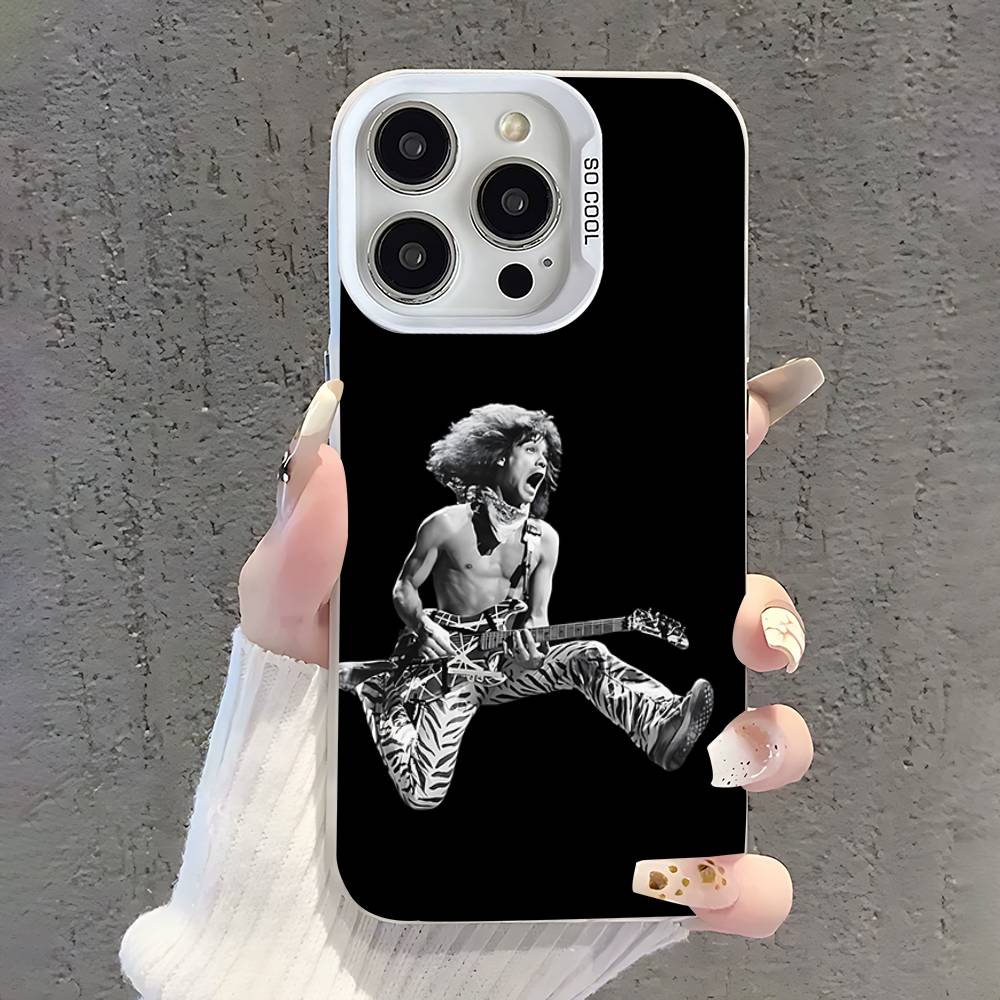 E-Eddie Van H-Halen Phone Case For iPhone 17,16,15,14,13,12,11,Pro,XS,Max,Plus,Mini,SE White Candy Matte Shockproof Cover