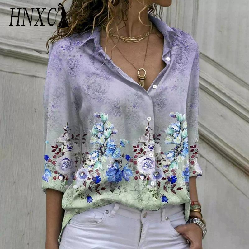 HNXC 38 Color Women's Fashion Casual Long Sleeve POLO Neck Blouses & Shirts
