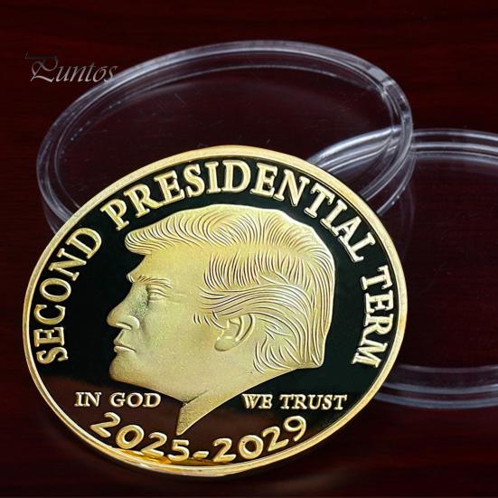 Trump Minnemynt Andre Presidentperiode 2025-2029 In God We Trust Suvenirmynt Samleobjekt Metallmynt MAGA/KAG Gave til Samlere