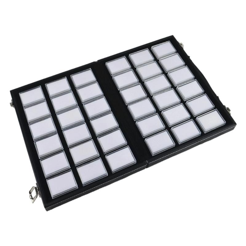 Clear Rectangular Jewelry Box with Handmade Leather Handle Displaying Organizers Suitable for Organizing Rings Bracelets