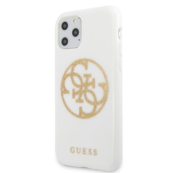 Guess Guhcn65Tpuwhglg Iphone 11 Promax Biały/White Hard Case Glitter 4G Circle Logo