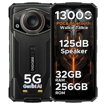 Doogee Fire 7 Ultra Rugged Smartphone 5G, 13000mAh/33W, 8GB+256GB(2TB TF), 6.6” HD+ 90Hz Display, IP68/IP69K, 125dB Speaker, NFC, Dual SIM