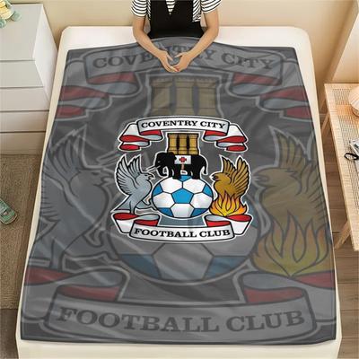 1 ks Flanelová deka s potiskem Coventry City FC, Vysoce kvalitní, Pohodlná pro všechna roční období, Domácí dekorace, Teplo a pohodlí, Perfektní jako vánoční dárky