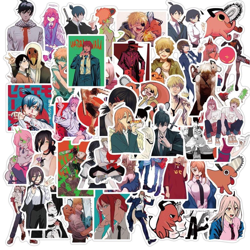 Chainsaw 50pcs Man Denji Pochita Laptop Water Cup Case Waterproof Set Sticker