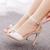 Summer Shoes For Women Sandals Silk 10.5CM Thin Heels Buckle Strap String Bead Dress Office Work Women's Pumps Champagne