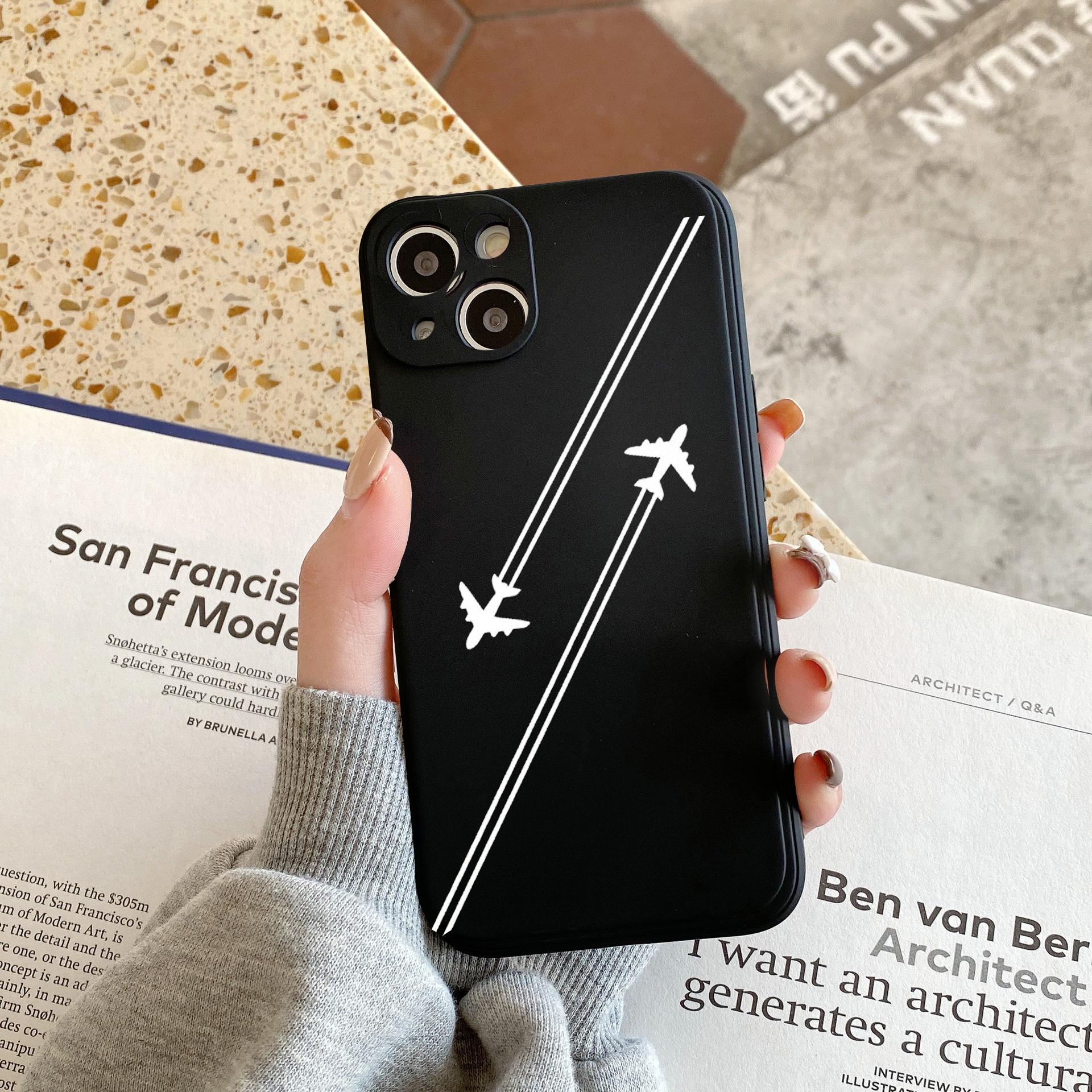 

Aircraft Airplane Pattern Square Liquid Silicone Phone Case For iPhone 16 15 14 13 12 11 Pro Max XS X XR 7 8 SE Soft Cover 7 Plus 8 Plus