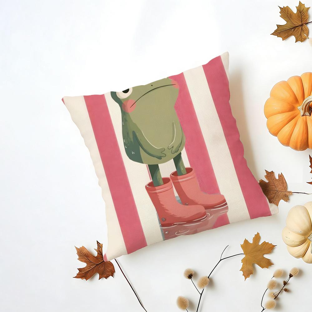 FFrog Aesthetic Cushion Cover Washable Linen Pillowcase Soft  for Daily Sofa Bed Home Room Decor