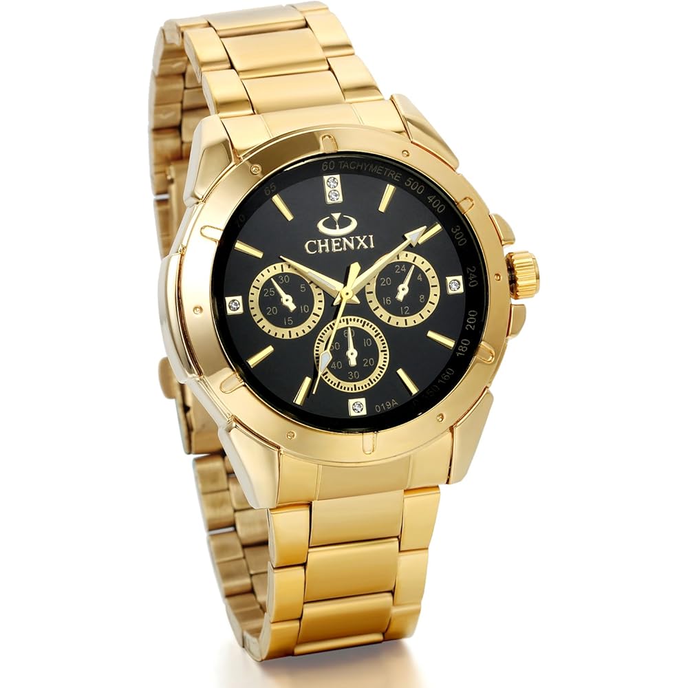 JewelryWe Elegant Men s Quartz Watch Analog Display Gold Business Casual Timepiece