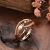 Trend  Rose Gold Color Wave Rings For Women Geometric Hollow Natural Zircon Ring Daily Easy Matching Fine Jewelry