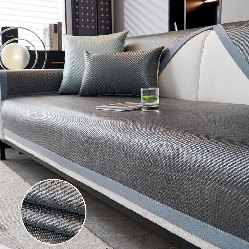 

Летняя подушка для дивана из шелковистой ткани, прямоугольный нескользящий фиксированный коврик, чехол класса люкс для летнего использования, подходит для гостиной 90*160cm