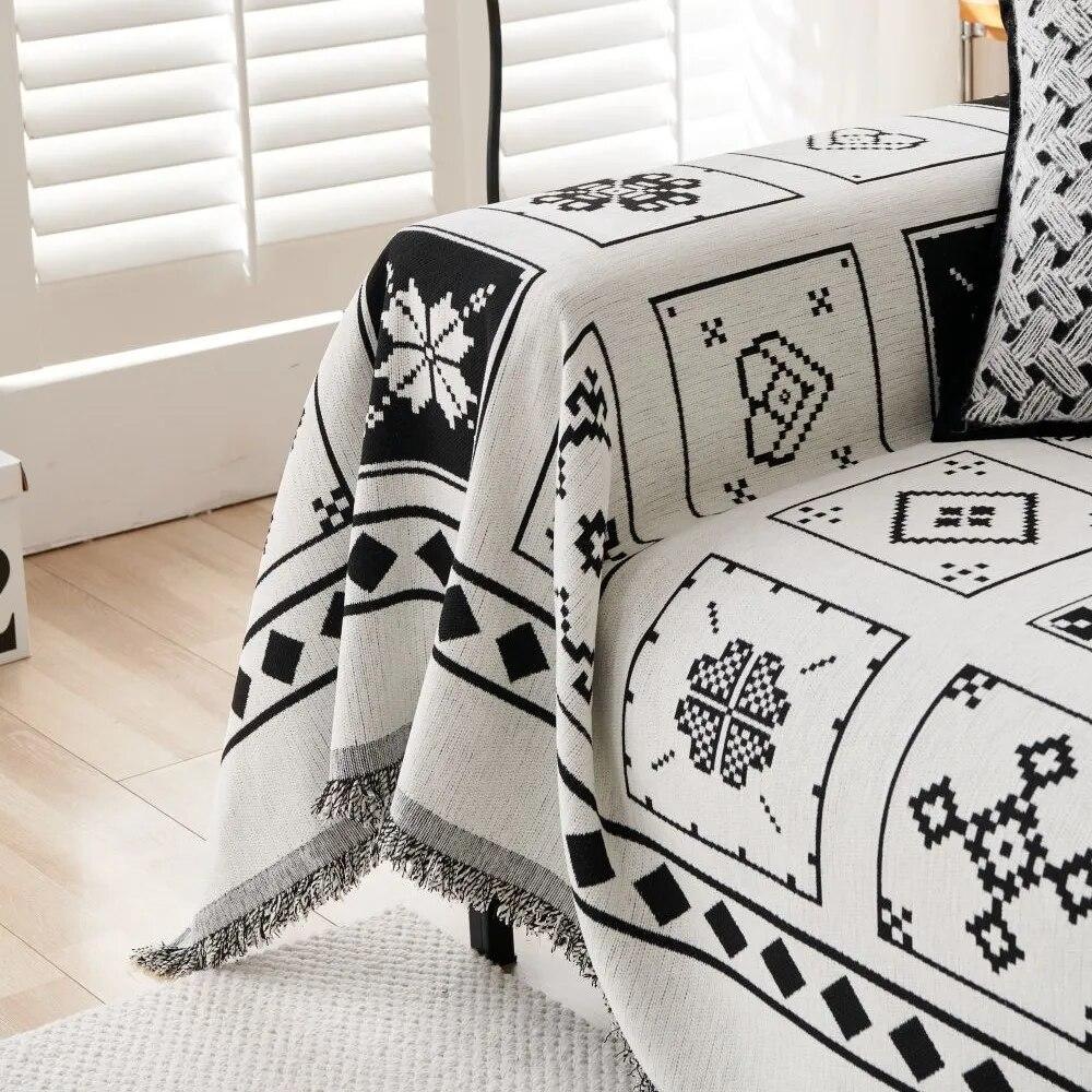 Dustproof Anti-cat Scratch Protection Sofa Throw Picnic Blanket Mat Four Season Three-seat Sofa Blanket Chenille Soft Sofa Cover