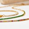 Luxury Exquisite Geometric Square Colored Zircon Stainless Steel Paperclip Chain Bracelets for Women Trend Jewelry Does Not Fade