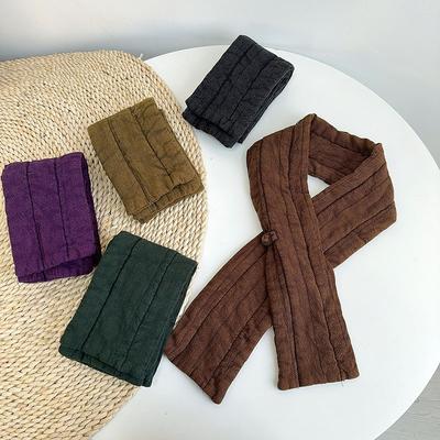Vieux Rétro Couleur Unie En Automne Et Hiver, Écharpe Épaisse Avec Coton À L'intérieur, Protection du Cou et Chaleur pour Femmes en Hiver, Écharpe Longue Fine et Étroite.