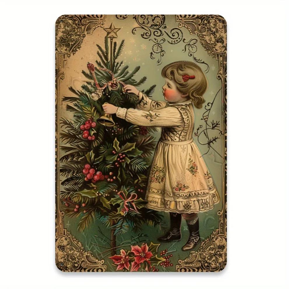 Vintage Christmas Metal Sign Wall Art 8x12 Inch Holiday Decor for Living Room Cafe