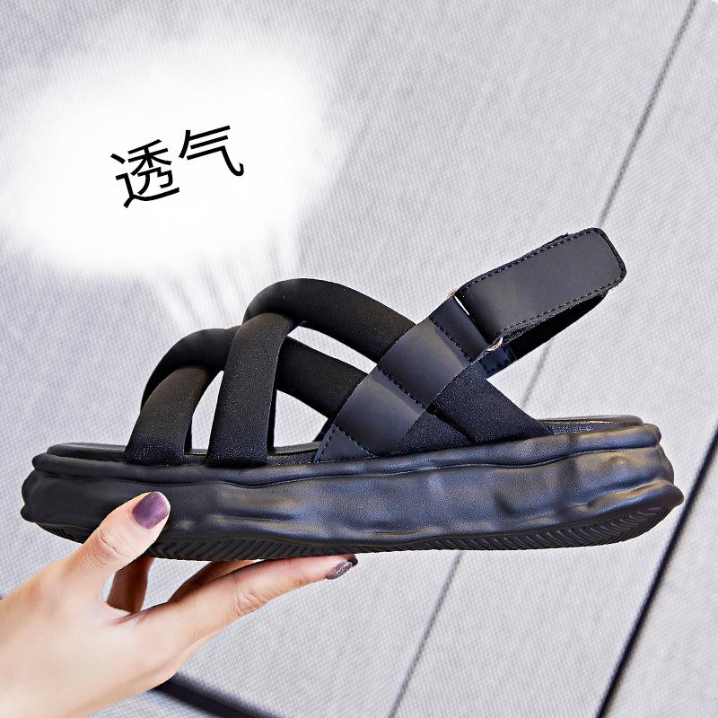Dissolved sole sandals women's 2025 summer new women's flat-bottomed versatile beach shoes Velcro platform fashion women's shoes